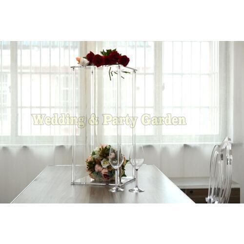 Hot 60cm Tall Crystal Table Centerpiece Square Table flower stand Wedding Centerpiece Decoration