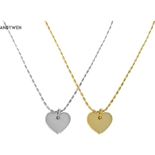 KIKICHICC 100% 925 Sterling Silver Gold Plain Heart Pendant Long Chain Choker Necklace 2021 Women Wedding Jewelry Fine Luxury