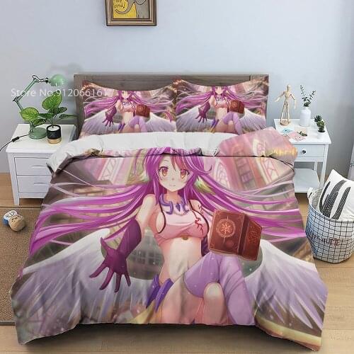 No Game No Life Duvet Cover Colorful Cartoon Bedding Set Japan Anime Bed Cover Set Single Queen King Bed Quilt Cover Pillowcase