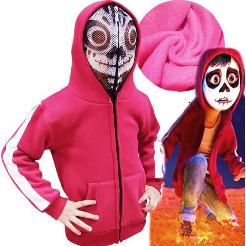Anime Moive Coco Miguel Cosplay Costumes for Child Boys Kids Jackets Hoodies Red Sweatshirts Coat