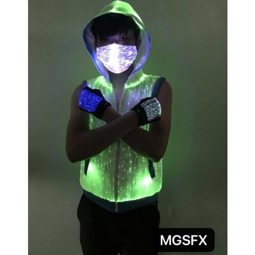 Optic fiber dance costume DJ LED light Suits LED Vest light up jacket Disco stage performance clothing