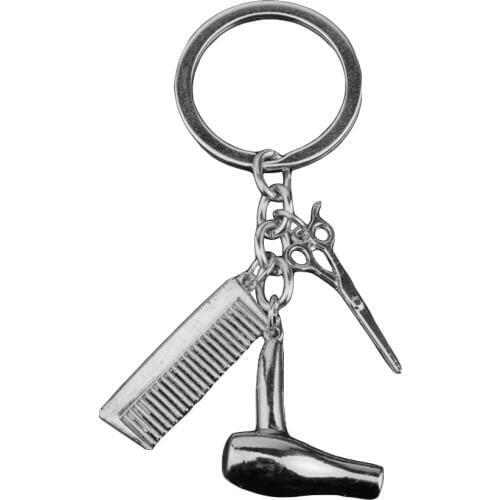 Creative Hair Dryer Scissors Comb Pendant Keychain Keyring Gift for Hairdresser