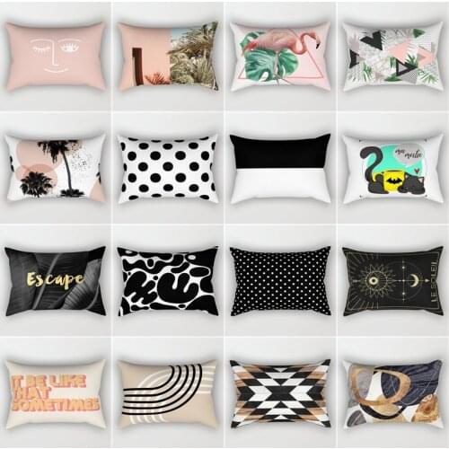 Nordic Style Fashion Black and White Pink Double-Sided Super Soft Short Velvet pillowcase Living Room Sofa Waist Cushion 40x60cm