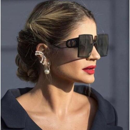 Fashion Sunglass Letter Decoration Designer Luxury Square Sunglasses Women Vintage Oversized 2021 Trend Female Sun Glasses Shade