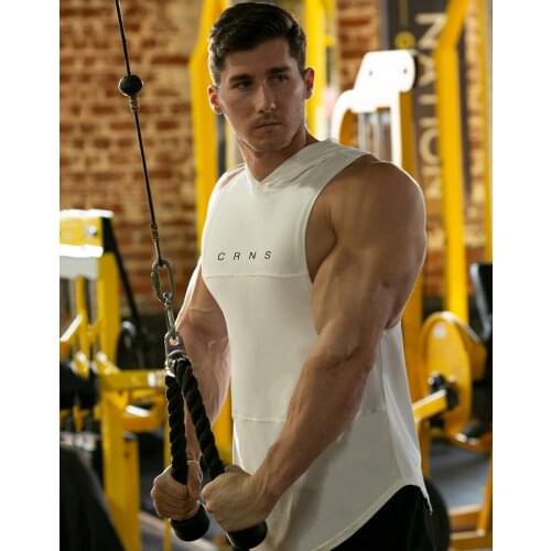 Men Gym Tank Top Muscle Shirt Sleeveless Men Singlet Workout Tank Top with Hoodies