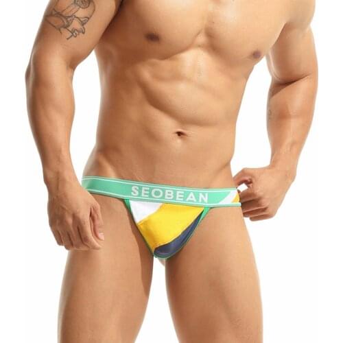 SEOBEAN Mens Sexy T Back Thong Cotton Underwear Breathable Sweat-absorbent Briefs For Man