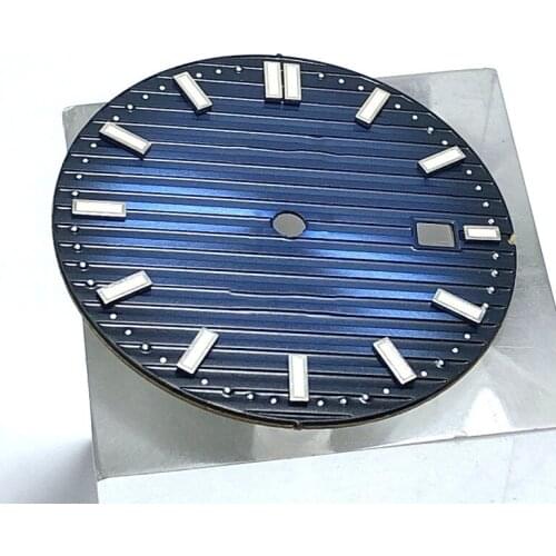 No Bliger logo Aseptic 29.5mm Date Kit ETA 2824/2836 Miyota 8215/8205/821A MH35 MH36 Movement Men Watch Night Plate Parts blue