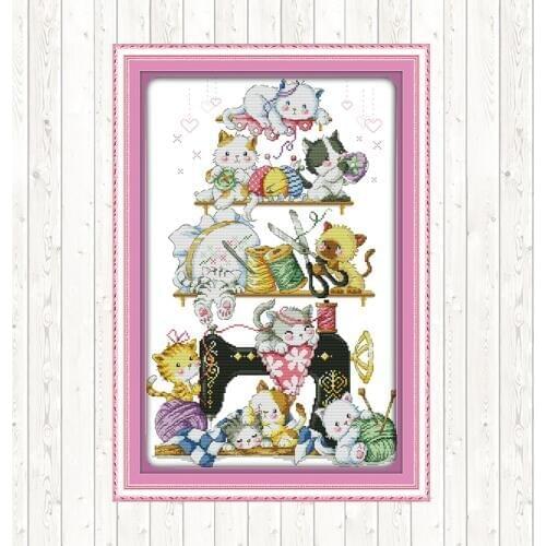 Cat Cross-stitch Kits for Embroidery Kits DIY Handmade Needlework 14ct Aida Fabric 11ct Count Print on Canvas DMC Thread Crafts