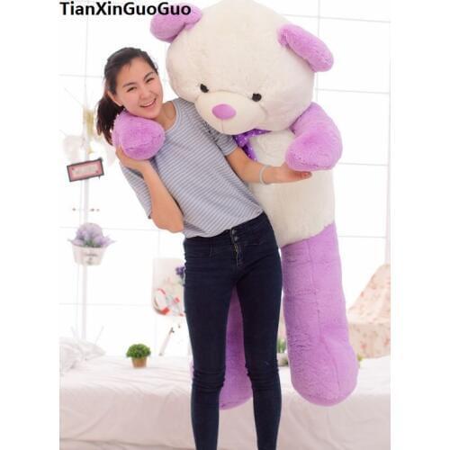 Fillings toy light purple teddy bear plush toy huge 160cm bear doll soft hugging pillow toy Christmas gift b2798