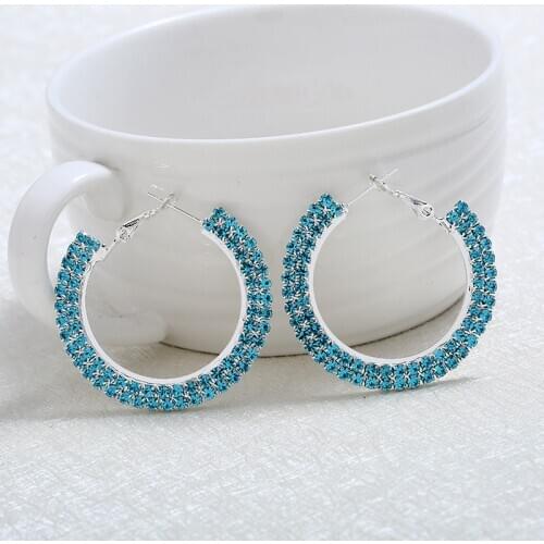 New Fashion Girls Crystal Dangle Earrings Women Rhinestone Round Drop Earring Female Jewelry Party Gift Wedding Party Gift