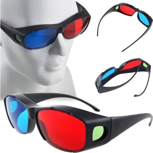 New 1Pcs Red Blue 3D Glasses Black Frame For Dimensional Anaglyph TV Movie DVD Game