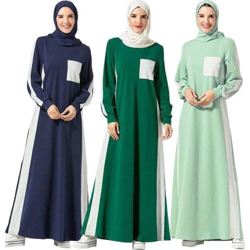 Islamic Clothing Muslim Dress Tracksuit Long Dress Women Middle East Splice Jogging Maxi Sports Walk Wear Turkey Kaftan Vestidos