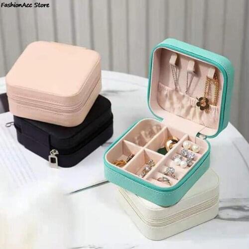 Portable mini Travel Jewelry Box Organizer Jewelry Ornaments Storage Case Earring Ring Necklace Storage Box Valentines Day Gift