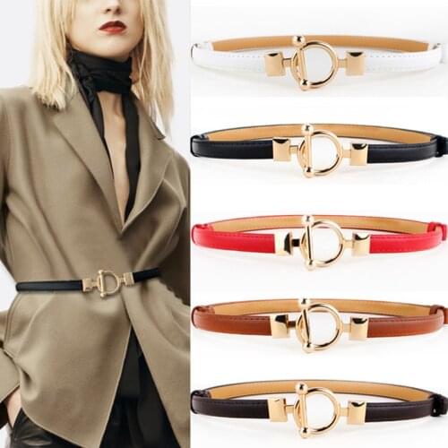 Adjustable PU Leather Women Waist Belt Fashion Skinny Ladies Dress Belt Brown White Black Female Thin Belt Strap