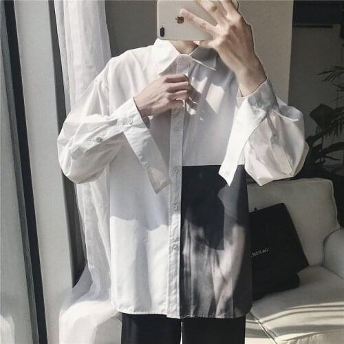 Korean Ulzzang Harajuku Oversize Party White Shirt Men Women Spring Hip Hop Vintage Print Hawaiian Shirt Men Dropshippi
