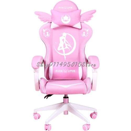 Cute Pink Gaming Chair Girls Can Go To The Computer Chair Fashionable And Comfortable Anchor Live Chair Internet Cafe Game Chair