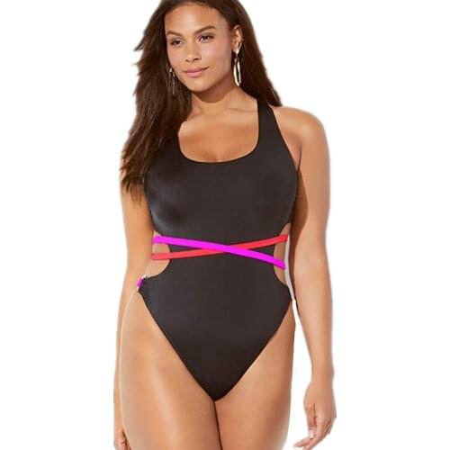 Lace Up Back Swimsuit Ladies Plus Size Swimwear Beach Bathing Suit 2020 New Summer One Piece Monokini May Big Sizes Badpak