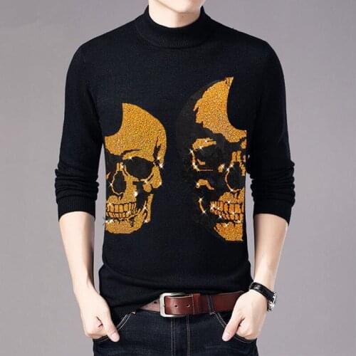 Winter Leisure Turtleneck Sweater Slim Knit Crop Rhinestone Black Knitawer Warm Street Comfort Wool Top Quality New Style