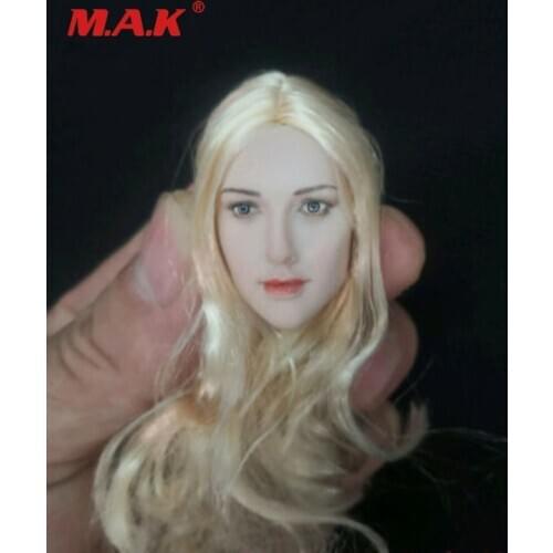 1/6 Female Head Long Curls Little Red Riding Hood PVC 2in. Carved Model Toy Gift