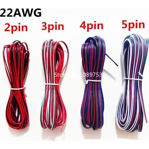1meter 2/3/4/5/6pin Electrical Wire 22 AWG LED Strip Connector Cable For 5050 RGB RGBW RGBWW WS2812 CCT LED Modules