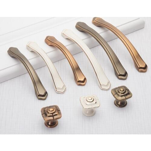 1PCS European Ivory White Bronze Cabinet Handles and Knobs Wardrobe Drawer Door Pulls Furniture Hardware