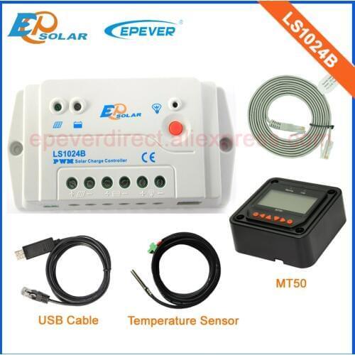 10A EPEVER regulator LS1024B 24V 12V Battery Charger Solar Panels system PWM USB PC cable&temp sensor EPsolar MT50 Meter