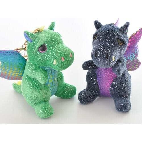 12Cm Flying Dragon Novelty Funny Cartoon Animal Stuffed Pendant Children Soft Key Chain Ring Plush Keychains Doll Toy