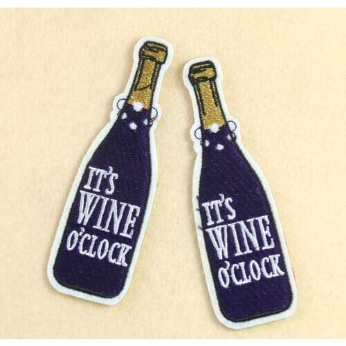 2/5pcs embroidered wine whisky bar bottle applique patch patches for DIY crafts handmade project fabric hat clothes