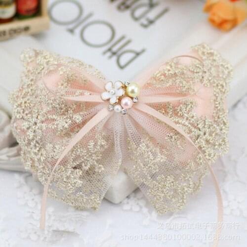 2021women Boutique Lace Bow hair clip Satin Hairpin pink Flower Barrettes girl elegant hairclip Wedding Decoration accessoires