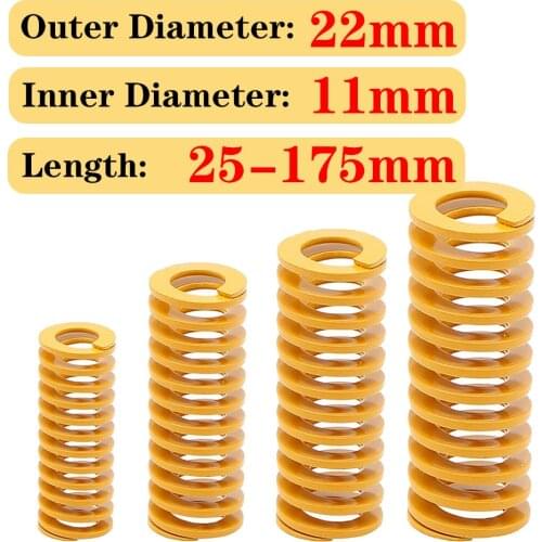4 Pieces, Yellow Compression Mould Die Spring, 22mm OD 25-175mm Long, Compression Mould Die Spring, TF22*11*L, Yellow