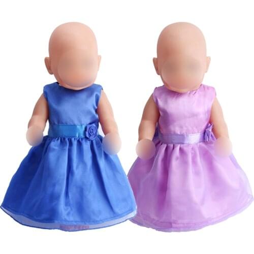 43 cm baby dolls dress newborn Princess evening gown Baby toys skirt fit American 18 inch Girls doll f104