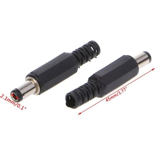 5/10pcs/pack Black DC Power Plug 5.5 X 2.1 Mm For Welding Line Black DC Power Male Plug Jack Adapter