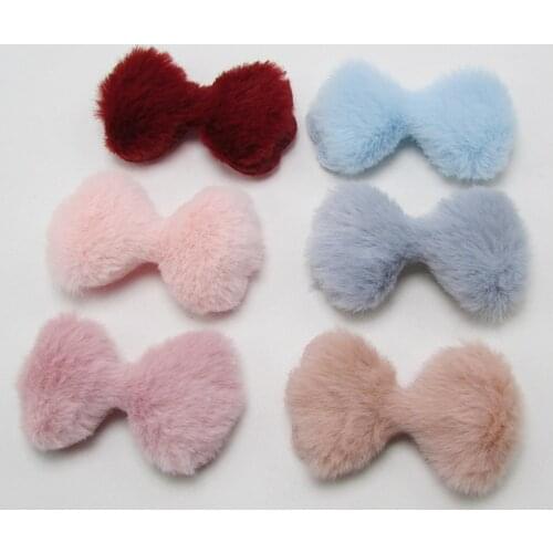 5.5x3cm 36pcs/lot Childrens hair Clip Accessories DIY Handmade Furry Felt Bowknot Padded Applique for Headwear Decoration
