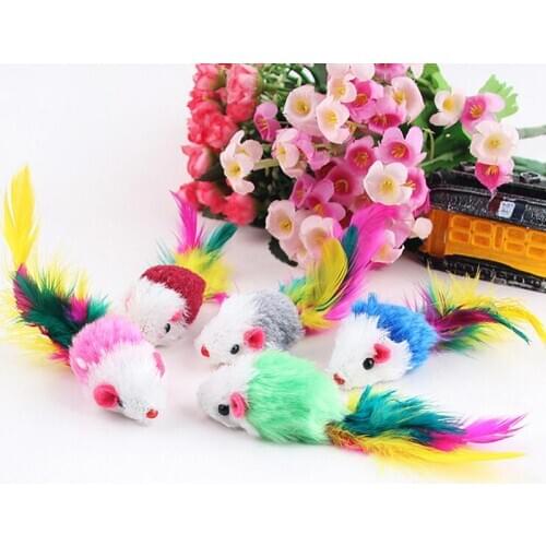 5pcs Simulated Cute Colored Tail Plush Mouse Mice Toy Kit For Cat Kitten Pet Cat Toy