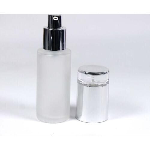 50ml Clear Frosted Glass Lotion Bottles with Silver Pump For Cosmetics
