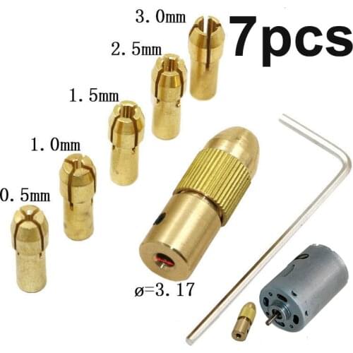 7pcs/Set High Quality Brass Mini Drill Chuck 0.5 /1.0/ 1.5/ 2.5/ 3.0mm Power Tools Accessories Newly Big Deal