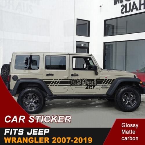 Car Stickers Fit For Jeep Wrangler 2007-2019 Side Door Stripe 4X4 Off Road Graphic Vinyl Modified Decoration Car Decals Custom