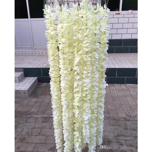 White Artificial Orchid Wisteria Vine Flower 2 Meter Long Silk Wreaths For Wedding Backdrop Decoration Shooting Props 30pcs/lot
