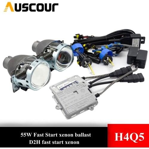 2pcs 3.0 inch H4Q5 Bi xenon hid Projector lens metal holder D2S D2H xenon kit bulb headlight H4 model car styling Modify