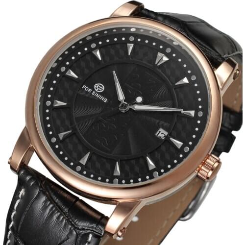 Fashion Forsining Business Series Calendar Display Black Obscure Design Mens Watch Top Brand Luxury Automatic Wrist Watch Clocks