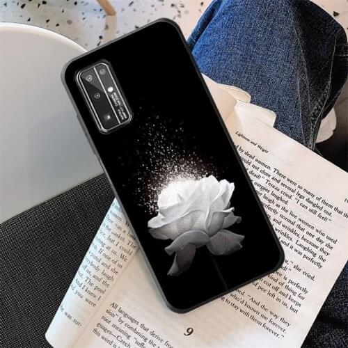 Beautiful black white Rose flower Phone Case for Huawei Honor 30 20 10 9 8 8x 8c v30 Lite view 7A5.7inch 5A Play