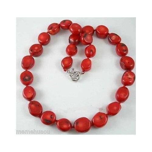 Hot sale Free ShippingBeautiful Tibet Real red coral beads necklace ,18