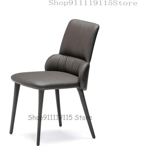Italian Dining Chair Leather Modern Simple Back Chair Restaurant Hotel Home Nordic Makeup Creative Minimalist Book Chair