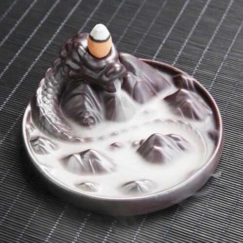 Ceramic Waterfall Coiled Dragon Aromatherapy Burner Auspicious Dragon Incense Holder Home Decoration Office Tea House Supply
