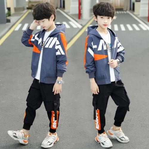 Letter Spring Summer Girls Clothing Suits Coat +Pants 2pcs/Set Kids Teenager Outwear Sport Cotton Formal High Quality