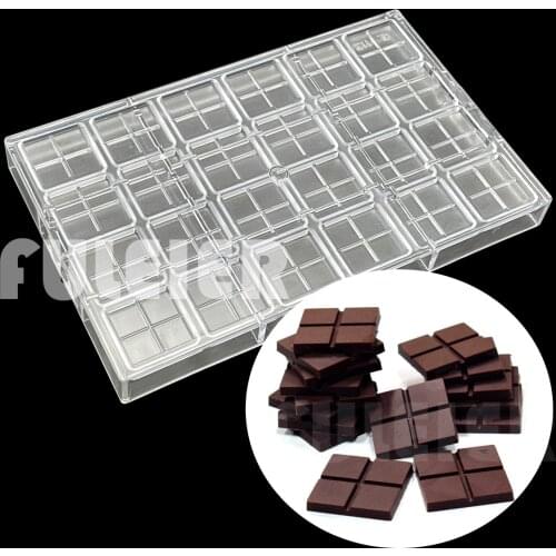 24 Holes Square Candy Bar Chocolate Molds Polycarbonate Bakeware Cake Pastry Confectionery Tool Chocolate Makerbaking Mould