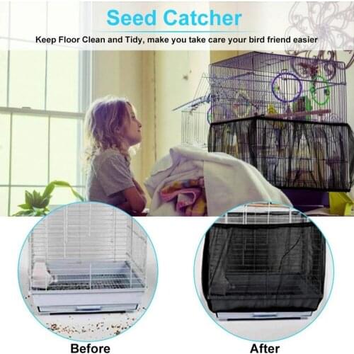 Nylon Mesh Receptor Seed Bird Parrot Cover Soft Easy Cleaning Nylon Airy Fabric Mesh Bird Cage Cover Catcher Bird Supplies