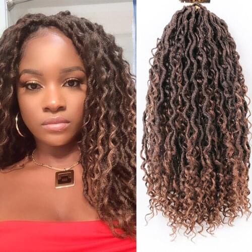 Full Star 18 " 100g Crochet Braids Synthetic Hair River Faux Locs Crochet Hair Short Fluffy Twisted Hair Ombre Crochet Braids
