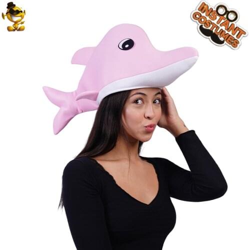 QLQ Dolphin Hat Costumes for Women Cosplay Party Funny Animal Pink Dolphin Hat