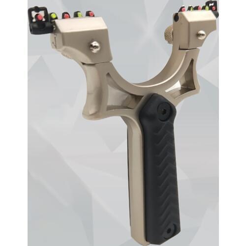 New Horizontal Aiming Slingshot Hunting Catapult + G10 Resin Patch Handle Outdoor Shooting Alloy Slingshot